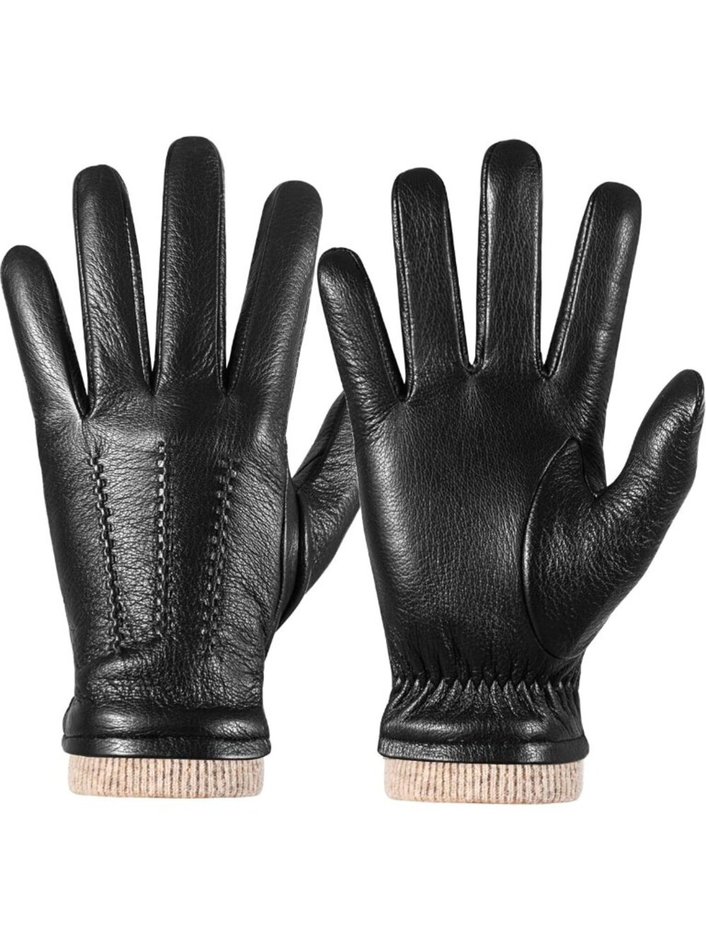 Warm Cashmere-Lined Leather Gloves for Men | Touchscreen Texting Winter Gear